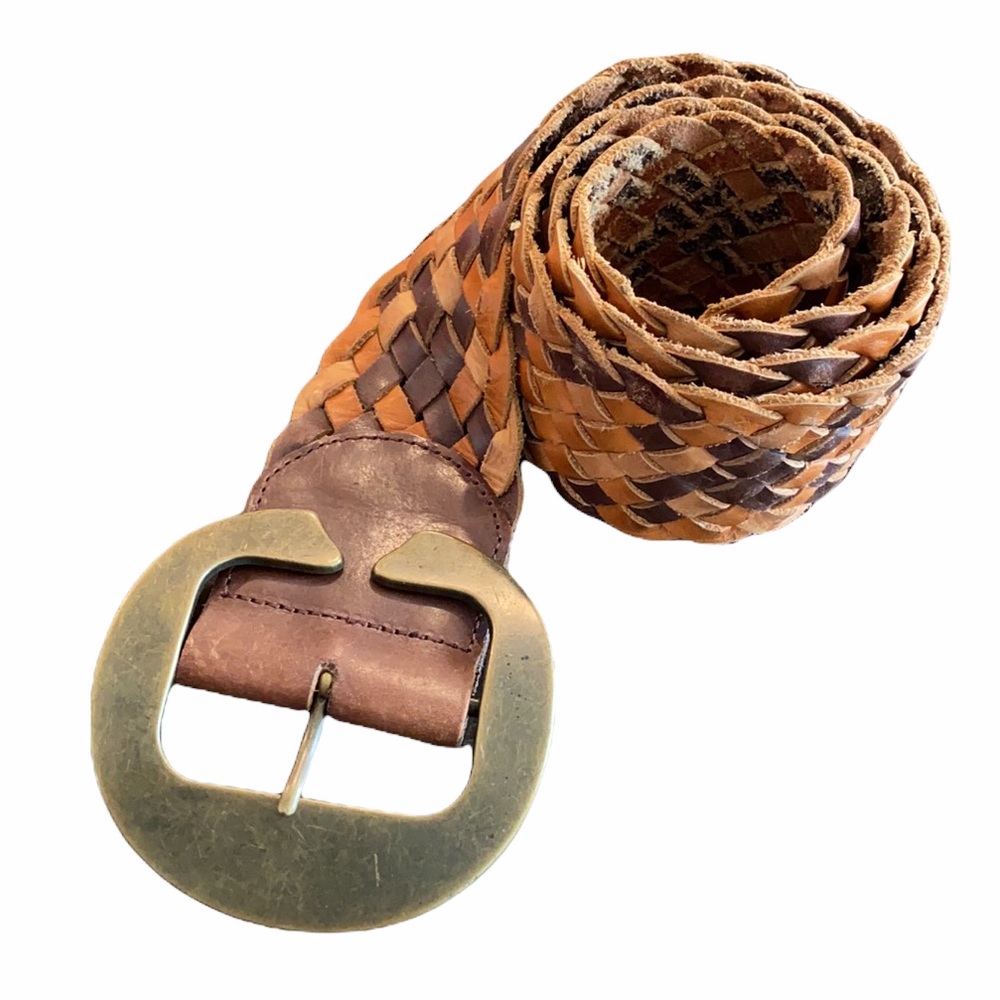 Linea Pelle Collection Leather Braided Brass Belt